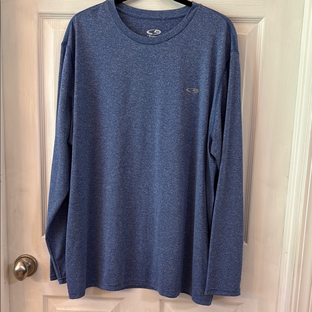 Champion Blue Long Sleeve Tee Soft Cotton Crew